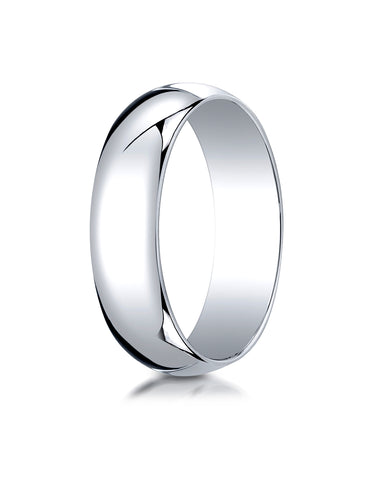 Benchmark 14K White Gold 6mm Slightly Domed Traditional Oval Wedding Band Ring (Sizes 4 - 15 )