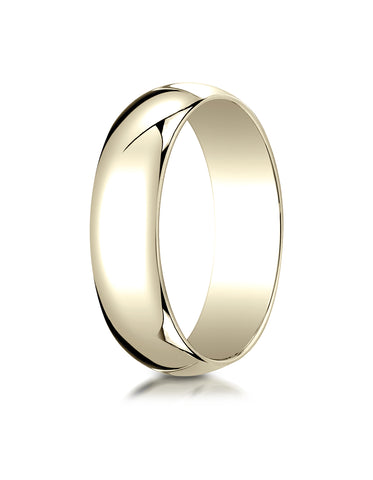 Benchmark 10K Yellow Gold 6mm Slightly Domed Traditional Oval Wedding Band Ring (Sizes 4 - 15 )