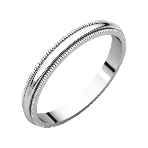 10k White Gold 2.5mm Milgrain Band, Size 4