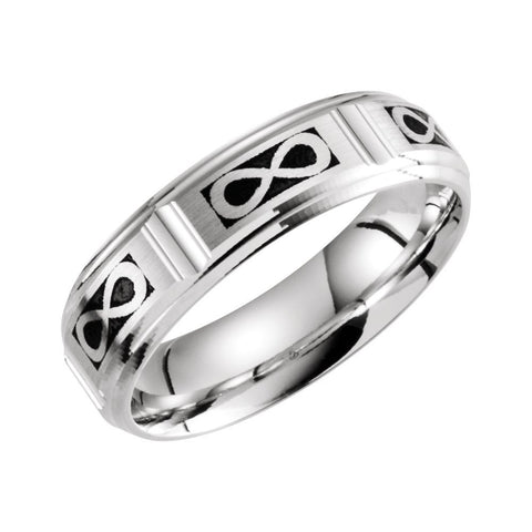 14k White Gold 6mm Celtic-Inspired Infinity-Inspired Pattern Band Size 10