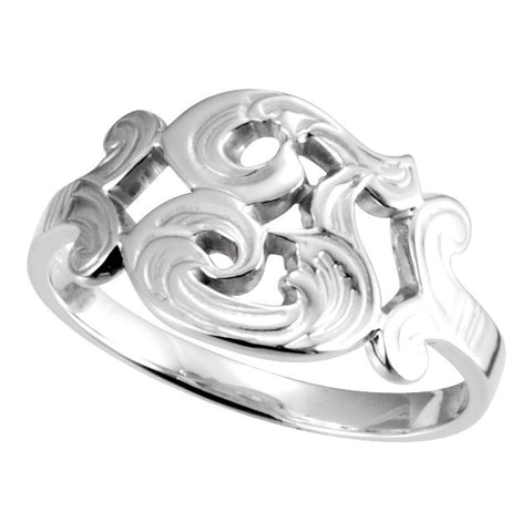 14k White Gold Initial Rings, Size 6