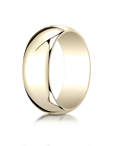 Benchmark 10K Yellow Gold 8mm Slightly Domed Traditional Oval Wedding Band Ring (Sizes 4 - 15 )