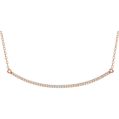 14k Rose Gold 1/6 CTW Diamond Bar 16-18" Necklace