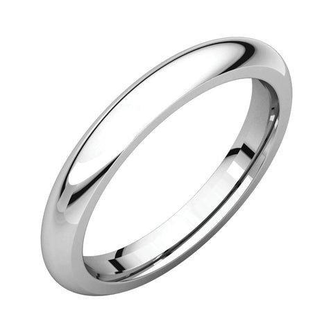 10k White Gold 3mm Comfort Fit Band, Size 6