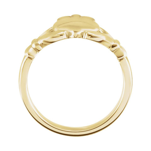 14k Yellow Gold 10.5mm Claddagh Ring Size 11