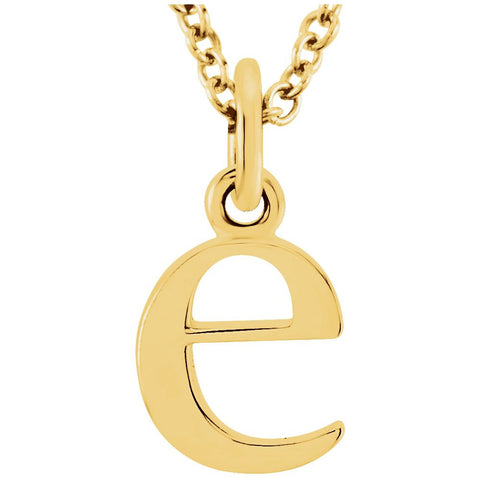 14k Yellow Gold "e" Lowercase Initial 16" Necklace