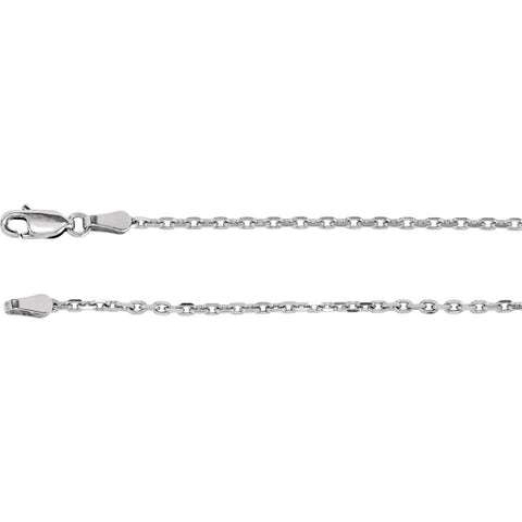 14k White Gold 2mm Diamond-Cut Cable 16" Chain