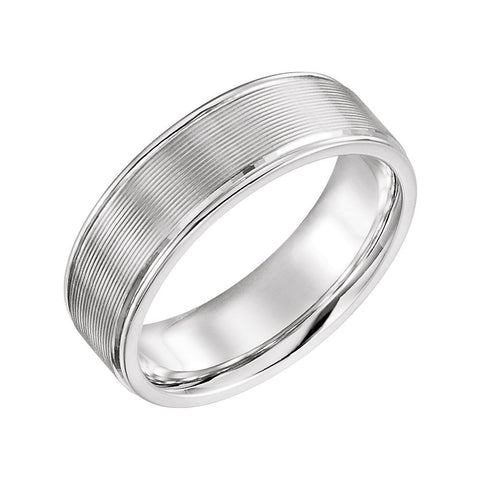 14k White Gold 6mm Duo Grooved Design Band Size 7