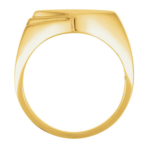 14k Yellow Gold 13x12mm Men's Signet Ring, Size 10