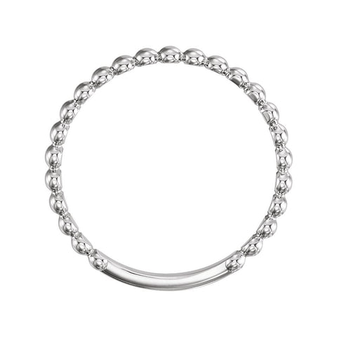 14k White Gold 2mm Stackable Bead Ring, Size 7