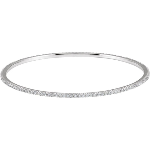 14k White Gold 2 CTW Diamond Stackable Bangle Bracelet