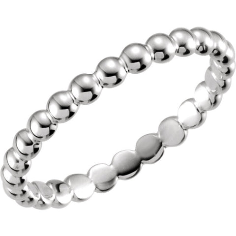 Sterling Silver 2.5mm Beaded Stackable Ring Size 8