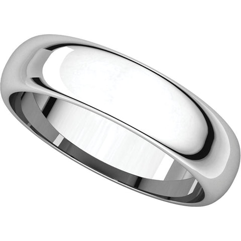 10k White Gold 5mm Half Round Band, Size 10