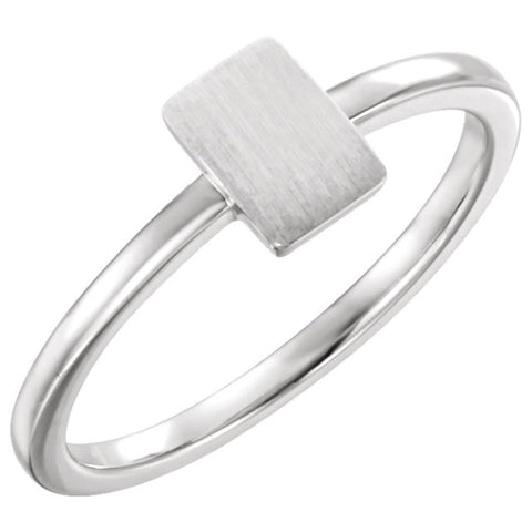 14k White Gold Signet Ring, Size 7