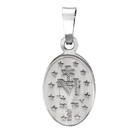 14k White Gold 23x16mm Oval Miraculous Medal