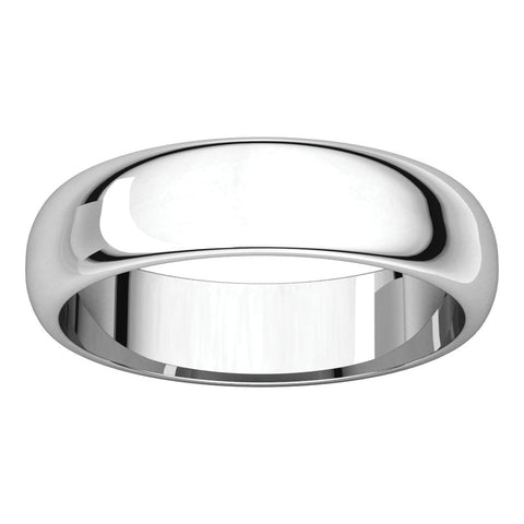 10k White Gold 5mm Half Round Band, Size 8.5