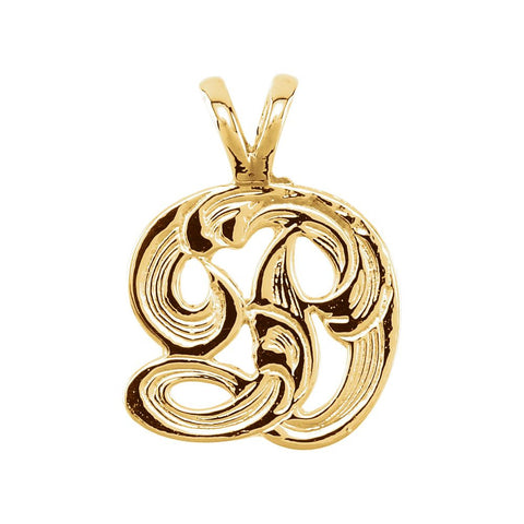 14k Yellow Gold "D" Medium Initial Pendant