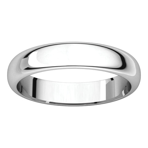 10k White Gold 4mm Half Round Band, Size 7