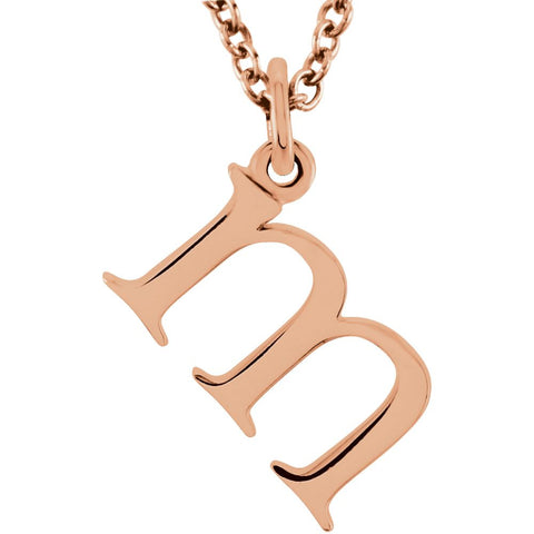 14k Rose Gold "m" Lowercase Initial 16" Necklace