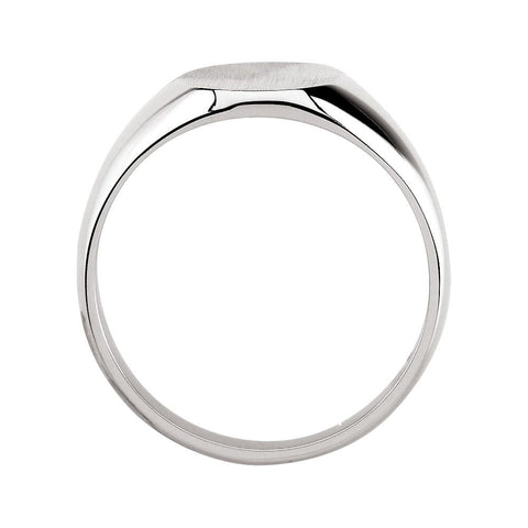 14k White Gold 9.5x11mm Oval Signet Ring , Size 6