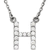 1/6 CTTW Diamond Initial Necklace with Initial 'H' in 14k White Gold ( 16-1/4 Inch )