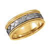 Bridal Duo 08.00 mm Hand Woven Comfort-Fit Wedding Band Ring in 14K Yellow and White Gold (Size 11.5 )