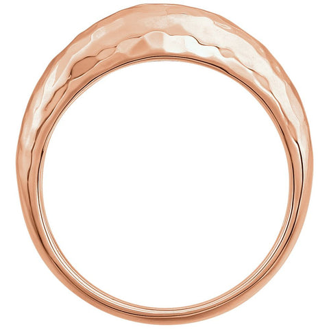 14k Rose Gold 8.2mm Hammered Dome Ring, Size 7