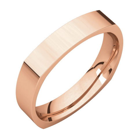 14k Rose Gold 4mm Square Comfort Fit Band, Size 10.5