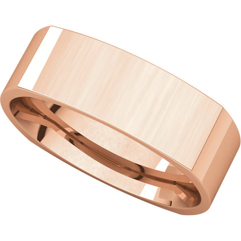 14k Rose Gold 6mm Square Comfort Fit Band, Size 10