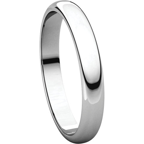 10k White Gold 3mm Half Round Band, Size 7