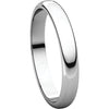 10k White Gold 3mm Half Round Band, Size 6.5