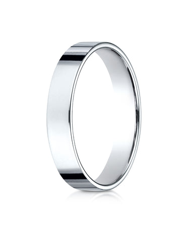 Benchmark 14K White Gold 4mm Traditional Flat Wedding Band Ring (Sizes 4 - 15 )