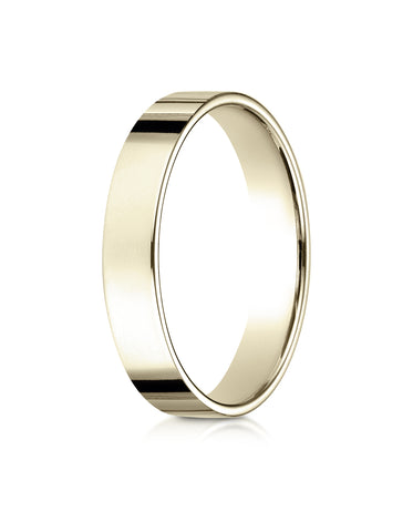 Benchmark 14K Yellow Gold 4mm Traditional Flat Wedding Band Ring (Sizes 4 - 15 )