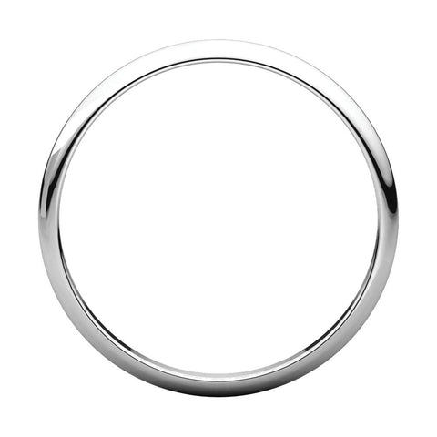 10k White Gold 2mm Half Round Light Band, Size 5.5