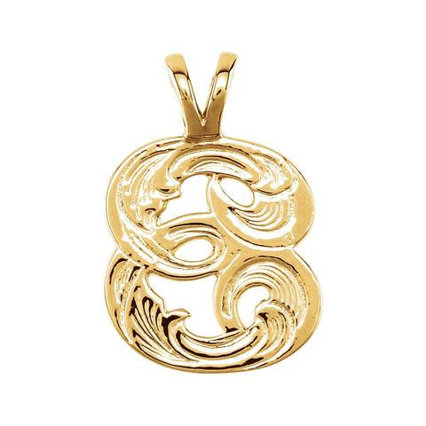 14k Yellow Gold "E" Medium Initial Pendant