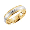 14k Yellow & White Gold 6mm Grooved Milgrain Comfort-Fit Wedding Band for Men, Size 10