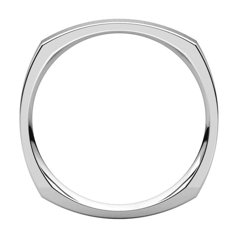 14k White Gold 3mm Square Comfort Fit Band, Size 6