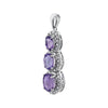 14k White Gold Amethyst & .04 CTW Diamond 3-Stone Pendant