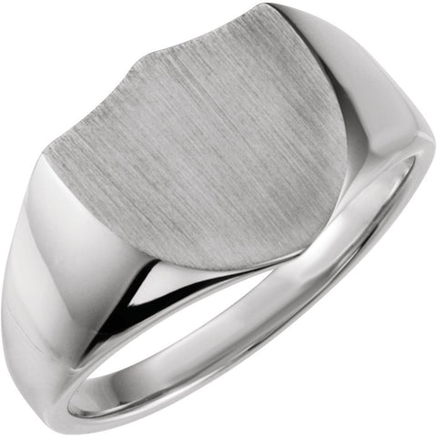 14k White Gold Signet Ring, Size 11