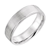 14k White Gold 6mm Duo Grooved Design Band, Size 7