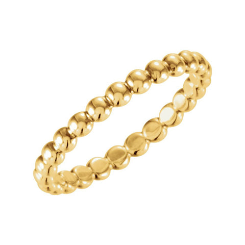 14k Yellow Gold 2.5mm Beaded Stackable Ring Size 6