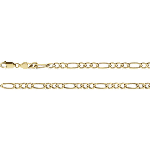 14k Yellow Gold 4.75mm Hollow Figaro 7" Chain