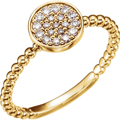 14k Yellow Gold 1/6 CTW Diamond Cluster Beaded Ring, Size 7