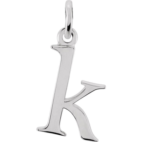 14k White Gold "k" Lowercase Initial Pendant