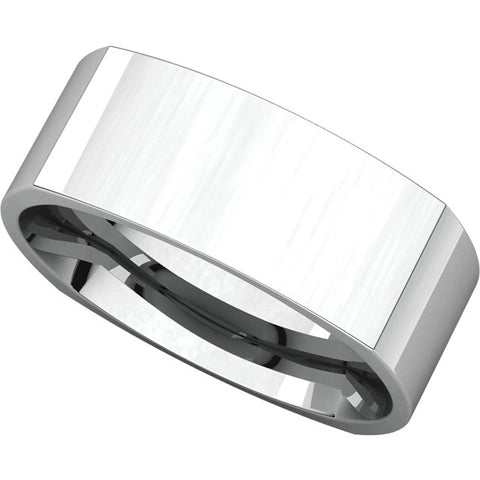 14k White Gold 7mm Square Comfort Fit Band, Size 11