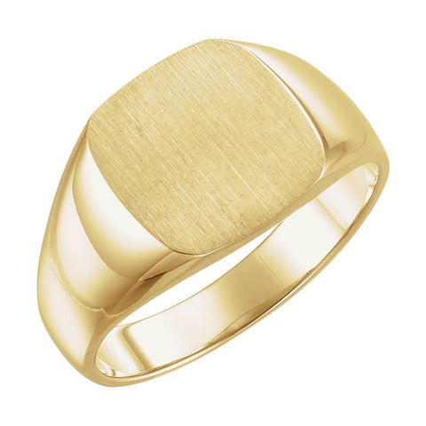 14k Yellow Gold 12mm Men's Solid Signet Ring , Size 11