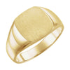 12.00 mm Men's Solid Signet Ring with Brush Finished Top in 14k Yellow Gold ( Size 10 )