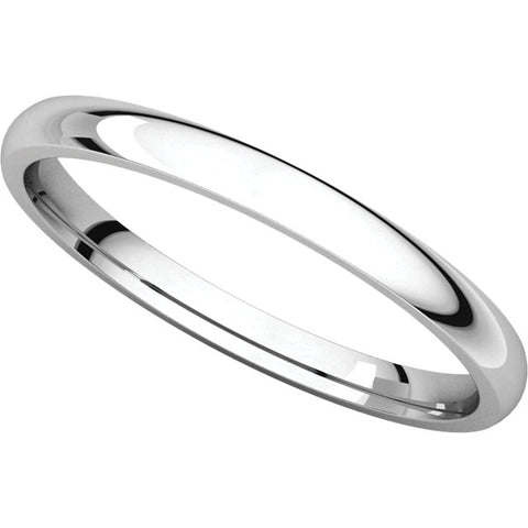 10k White Gold 2mm Light Comfort Fit Band, Size 7