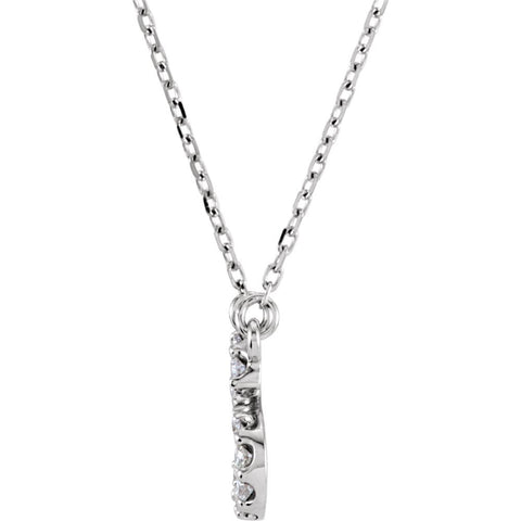 14k White Gold Letter "S" 1/6 CTW Diamond 16" Necklace