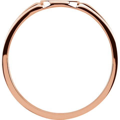 14k Rose Gold 7x6mm Solid Oval Signet Ring, Size 7